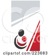 Poster, Art Print Of Business Card Design Of An Abstract Mother And Child On Gray White And Red