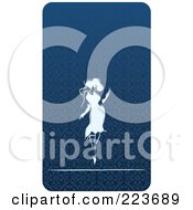 Poster, Art Print Of Business Card Design Of A Sexy Woman Over A Blue Pattern