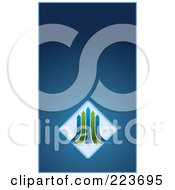Poster, Art Print Of Business Card Design Of Green And Blue Arrows Over Diamonds On Blue