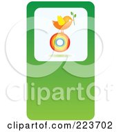 Poster, Art Print Of Business Card Design Of A Chicken With A Plant On A Rainbow Circle On Green