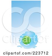 Royalty Free RF Clipart Illustration Of A Business Card Design Of A Splash Of Water Around A Green Circle On Blue by Eugene