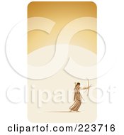 Poster, Art Print Of Business Card Design Of An Archer Shooting Arrows On Beige
