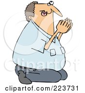 Royalty Free RF Clipart Illustration Of A Caucasian Man Kneeling And Praying