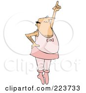 Royalty Free RF Clipart Illustration Of A Hairy Male Ballerina Pointing Up One Finger And Balancing On His Toes