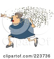 Poster, Art Print Of Chubby Woman Running Away From A Swarm Of Bees