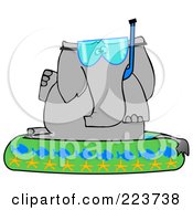 Elephant Wearing A Snorkel Mask And Sitting In A Kiddie Pool