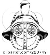 Royalty Free RF Clipart Illustration Of A Black And White Gladiator Helmet