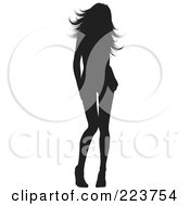 Royalty Free RF Clipart Illustration Of A Sexy Black Silhouetted Woman In Heels Tilting Her Knees Inward