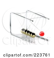 Royalty Free RF Clipart Illustration Of A 3d Red Pendulum Ball Swinging Towards Gold Balls 2