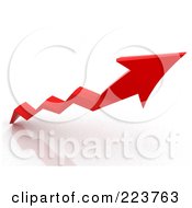 Royalty-Free (RF) Clipart Illustration of a 3d Red Jagged Arrow Going Up by MacX #COLLC223763-0098