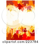 Autumn Background Of Colorful Leaves And Halftone