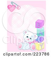 Poster, Art Print Of Pink Girl Teddy Bear Baby Background