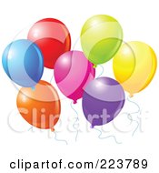 Royalty Free RF Clipart Illustration Of A Group Of Matte Colorful Balloons