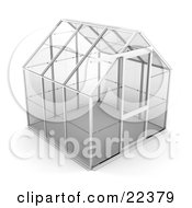 Clipart Illustration Of An Empty Glass Greenhouse With A Silver Frame by KJ Pargeter