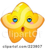 Royalty Free RF Clipart Illustration Of A Cute Yellow Star Character With A Tired Expression by Pushkin