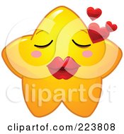 Cute Yellow Star Character Blowing Hearts