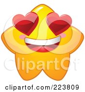 Royalty Free RF Clipart Illustration Of A Cute Yellow Star Character With Heart Eyes by Pushkin