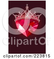 Poster, Art Print Of Ruby Heart With A Tiara Over Dark Red