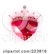 Poster, Art Print Of Ruby Heart With A Tiara Over Pink And White