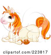 Poster, Art Print Of Cute Cream Unicorn Sitting