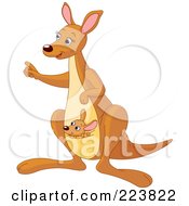 Royalty Free RF Clipart Illustration Of A Cute Mommy Kangaroo Pointing Something Out To Her Joey