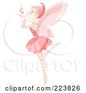 Poster, Art Print Of Female Fairy Kicking Up A Leg And Blowing Hearts