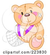 Poster, Art Print Of Cute Teddy Bear With Bandages A Cast And Sling