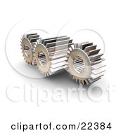 Clipart Illustration Of Three Spinning Cogs One Larger Than The Other Two Spinning In Tandem