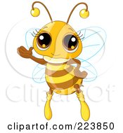 Royalty Free RF Clipart Illustration Of An Adorable Honey Bee Waving by Pushkin #COLLC223850-0093
