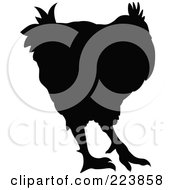 Royalty Free RF Clipart Illustration Of A Black Silhouetted Cockerel 2 by dero