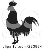 Royalty Free RF Clipart Illustration Of A Black Silhouetted Cockerel 5 by dero