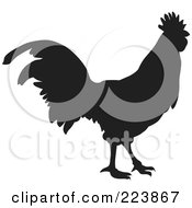Royalty Free RF Clipart Illustration Of A Black Silhouetted Cockerel 7 by dero