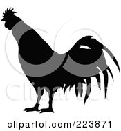 Royalty Free RF Clipart Illustration Of A Black Silhouetted Cockerel 1 by dero