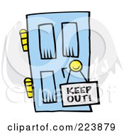 Poster, Art Print Of Keep Out Sign On A Blue Door