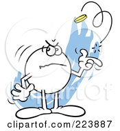 Royalty Free RF Clipart Illustration Of A Grumpy Moodie Character Flipping A Coin