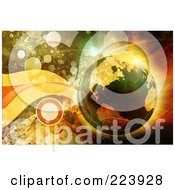 Poster, Art Print Of Transparent Earth Over A Background Of Orbs And Waves