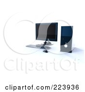 Poster, Art Print Of 3d Modern Desktop Computer Setup On A Shaded White Background