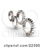 Poster, Art Print Of Four Silver Gears Working In Tandem