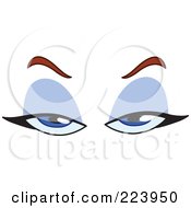 Royalty Free RF Clipart Illustration Of A Pair Of Evil Blue Female Eyes