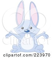 Royalty Free RF Clipart Illustration Of A Cute Happy Rabbit Holding His Arms Open by yayayoyo