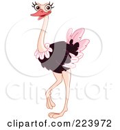 Royalty Free RF Clipart Illustration Of A Cute Flirty Ostrich With Long Eyelashes