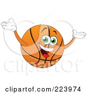 Poster, Art Print Of Friendly Basketball Character Holding His Arms Up