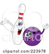 Poster, Art Print Of Cheerful Bowling Ball And Pin Characters