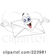 Royalty Free RF Clipart Illustration Of A Cheerful Blue Eyed Envelope Character Holding His Arms Up by yayayoyo