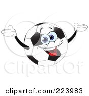 Cheerful Soccer Ball Character Holding His Arms Up
