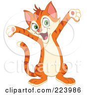 Royalty Free RF Clipart Illustration Of A Cute Happy Cat Holding His Arms Out