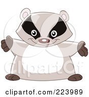 Royalty Free RF Clipart Illustration Of A Cute Chubby Badger Holding His Arms Out