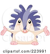 Royalty Free RF Clipart Illustration Of A Cute Happy Hedgehog Holding His Arms Open