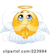 Royalty Free RF Clipart Illustration Of A Yellow Emoticon Angel Sitting On A Cloud by yayayoyo #COLLC223994-0157