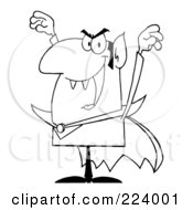 Poster, Art Print Of Coloring Page Outline Of A Vampire Holding Up His Arms